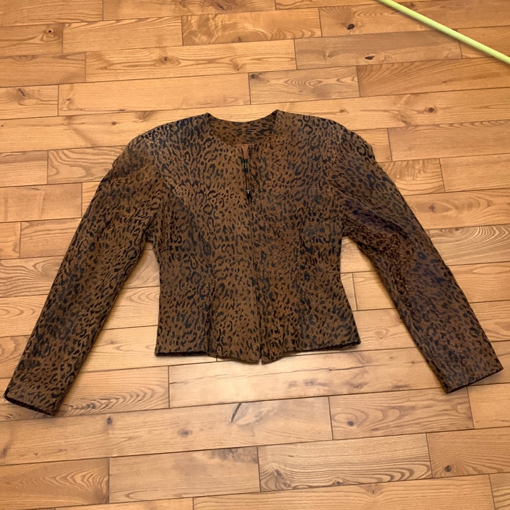 Vintage style leopard leather jacket